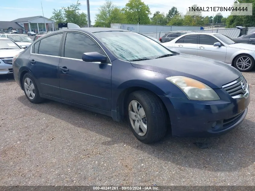 2008 Nissan Altima 2.5 S VIN: 1N4AL21E78N494444 Lot: 40241261