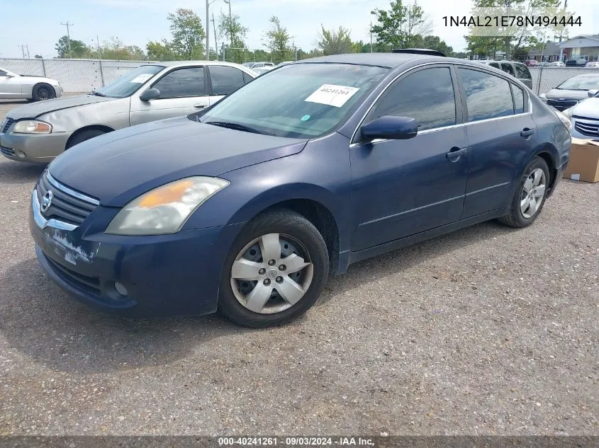 2008 Nissan Altima 2.5 S VIN: 1N4AL21E78N494444 Lot: 40241261