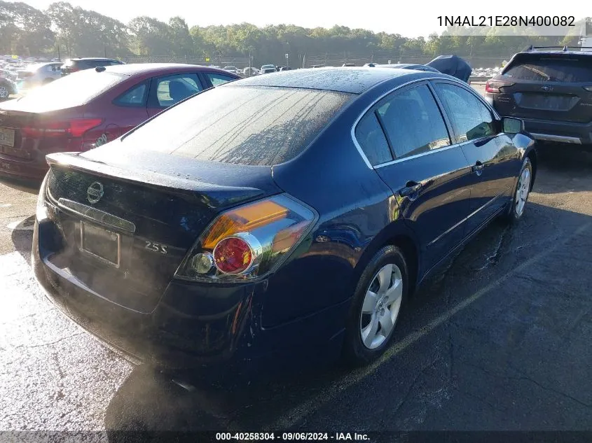 2008 Nissan Altima 2.5/2.5S VIN: 1N4AL21E28N400082 Lot: 40258304