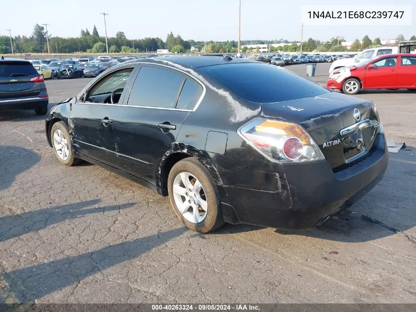 2008 Nissan Altima 2.5/2.5S VIN: 1N4AL21E68C239747 Lot: 40263324