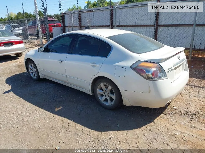 2008 Nissan Altima 2.5 S VIN: 1N4AL21EX8N476486 Lot: 40277732