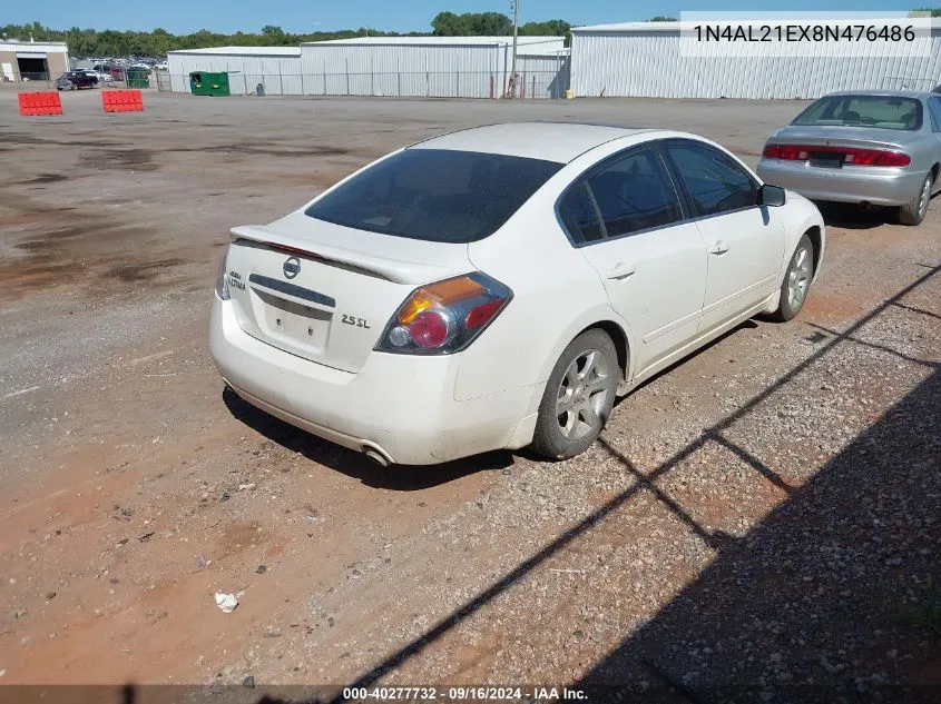 2008 Nissan Altima 2.5 S VIN: 1N4AL21EX8N476486 Lot: 40277732