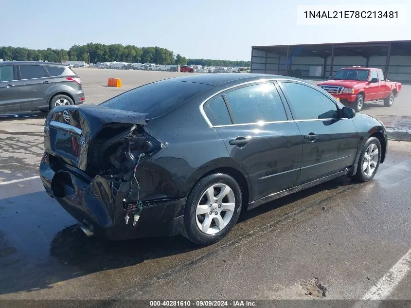 2008 Nissan Altima 2.5 S VIN: 1N4AL21E78C213481 Lot: 40281610