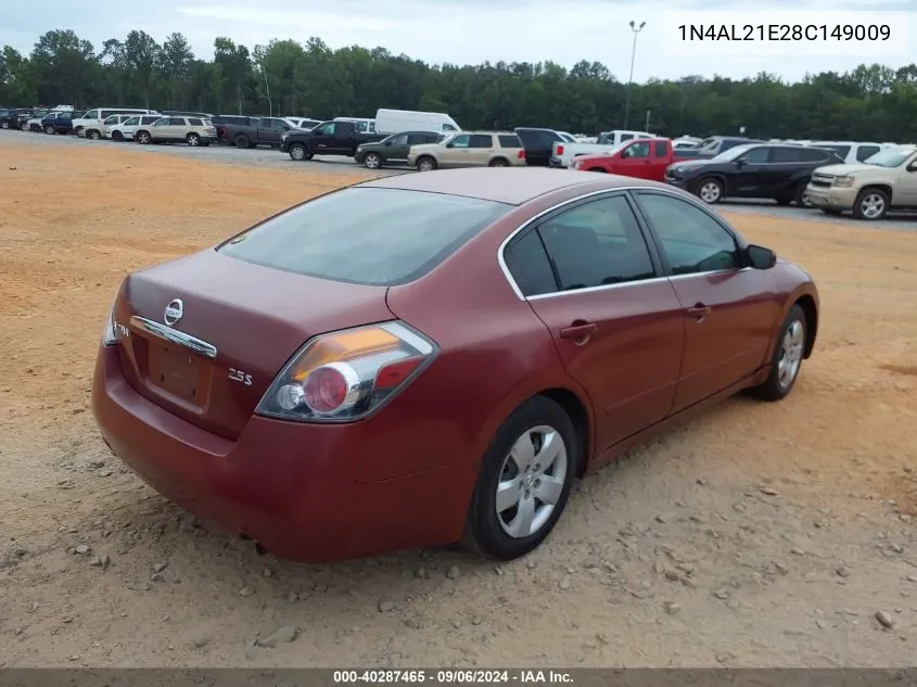 2008 Nissan Altima 2.5 S VIN: 1N4AL21E28C149009 Lot: 40287465