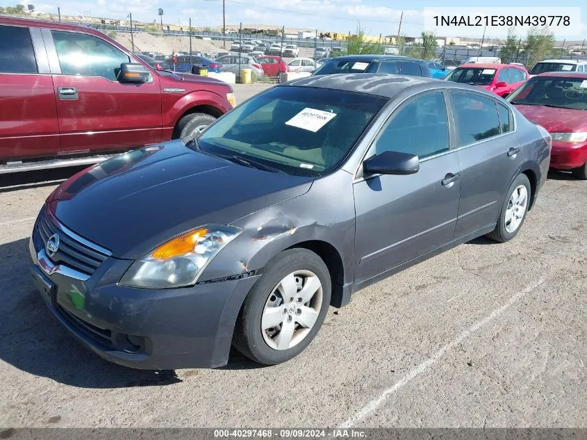 2008 Nissan Altima 2.5 S VIN: 1N4AL21E38N439778 Lot: 40297468