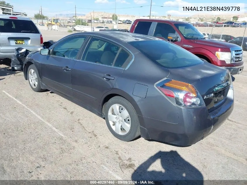 2008 Nissan Altima 2.5 S VIN: 1N4AL21E38N439778 Lot: 40297468