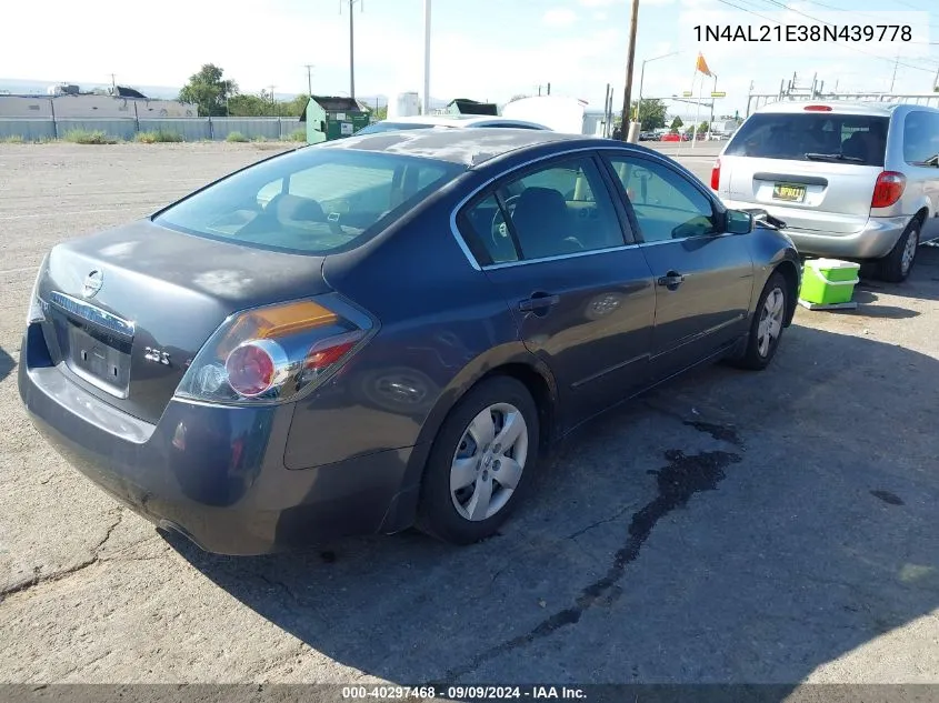 2008 Nissan Altima 2.5 S VIN: 1N4AL21E38N439778 Lot: 40297468