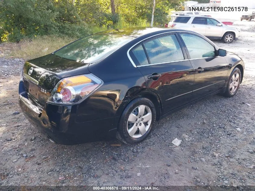 2008 Nissan Altima 2.5 S VIN: 1N4AL21E98C261578 Lot: 40306575