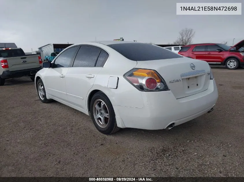 2008 Nissan Altima 2.5 S VIN: 1N4AL21E58N472698 Lot: 40312362