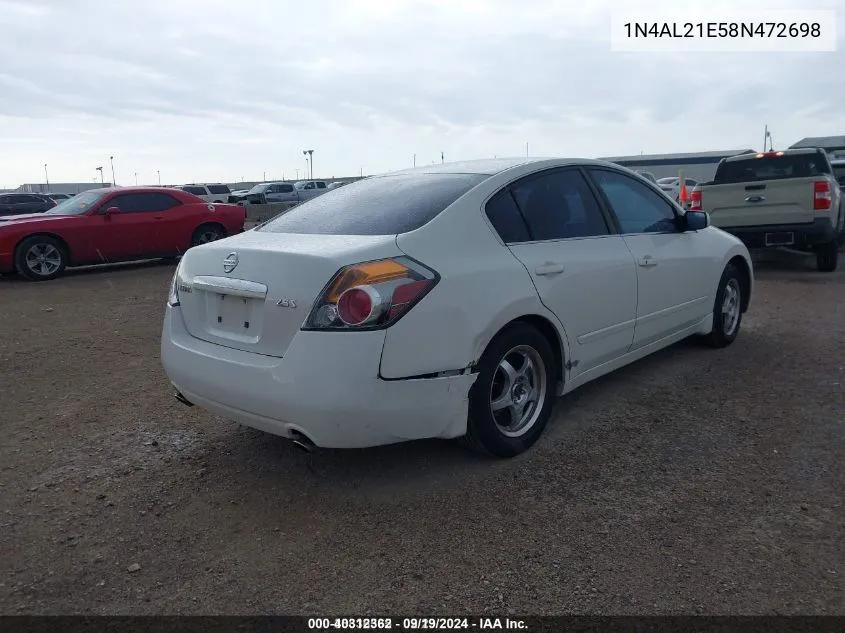 2008 Nissan Altima 2.5 S VIN: 1N4AL21E58N472698 Lot: 40312362