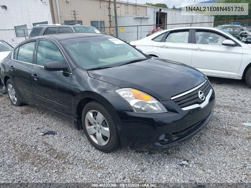 1N4AL21E08N451726 2008 Nissan Altima 2.5 S