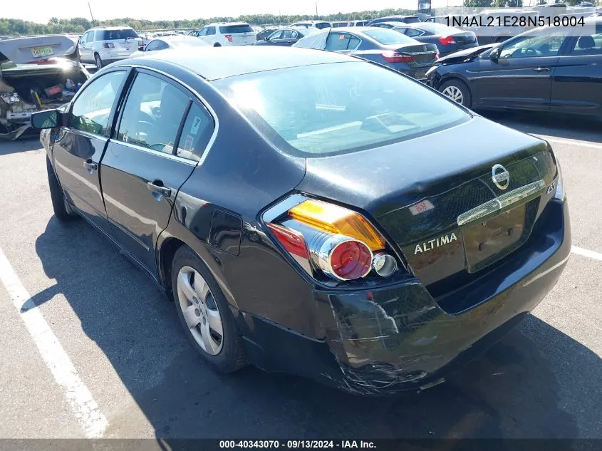 2008 Nissan Altima 2.5/2.5S VIN: 1N4AL21E28N518004 Lot: 40343070