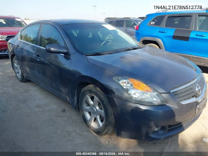 2008 Nissan Altima 2.5/2.5S VIN: 1N4AL21E78N512778 Lot: 40345366