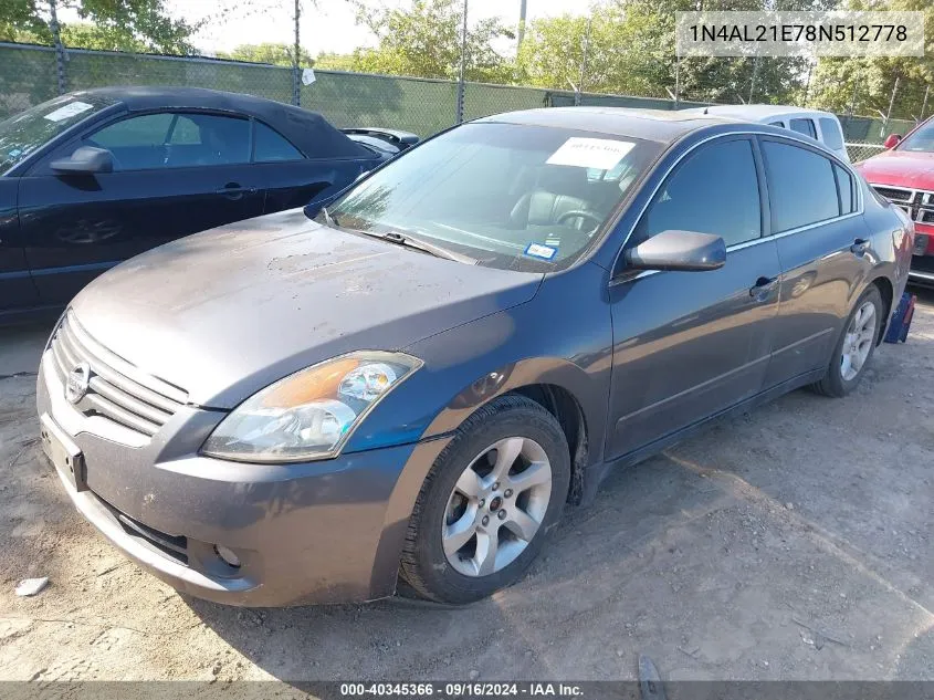 2008 Nissan Altima 2.5/2.5S VIN: 1N4AL21E78N512778 Lot: 40345366