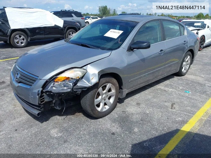 2008 Nissan Altima 2.5/2.5S VIN: 1N4AL21E48N447114 Lot: 40380338