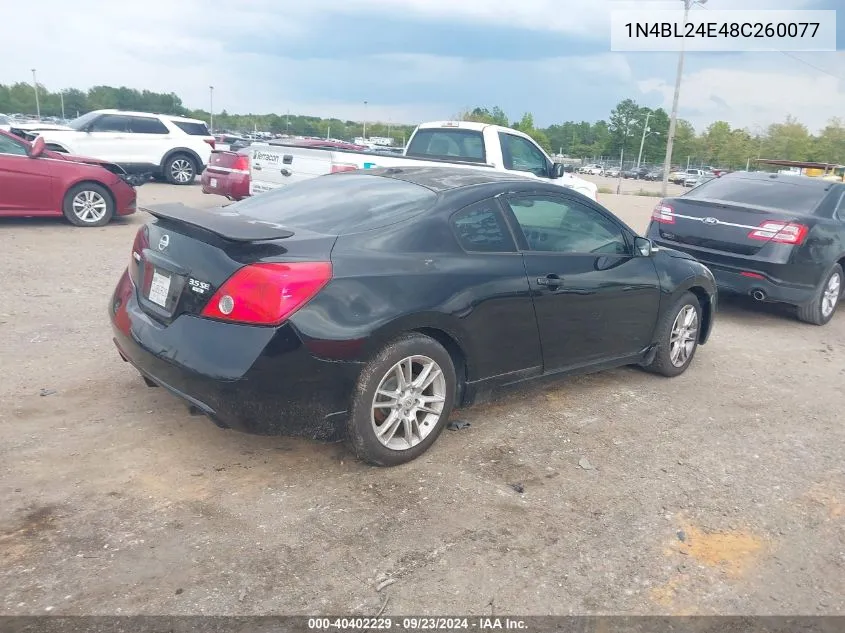 2008 Nissan Altima 3.5 Se VIN: 1N4BL24E48C260077 Lot: 40402229