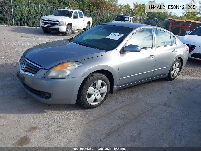 2008 Nissan Altima 2.5 S VIN: 1N4AL21E58N421265 Lot: 40485280