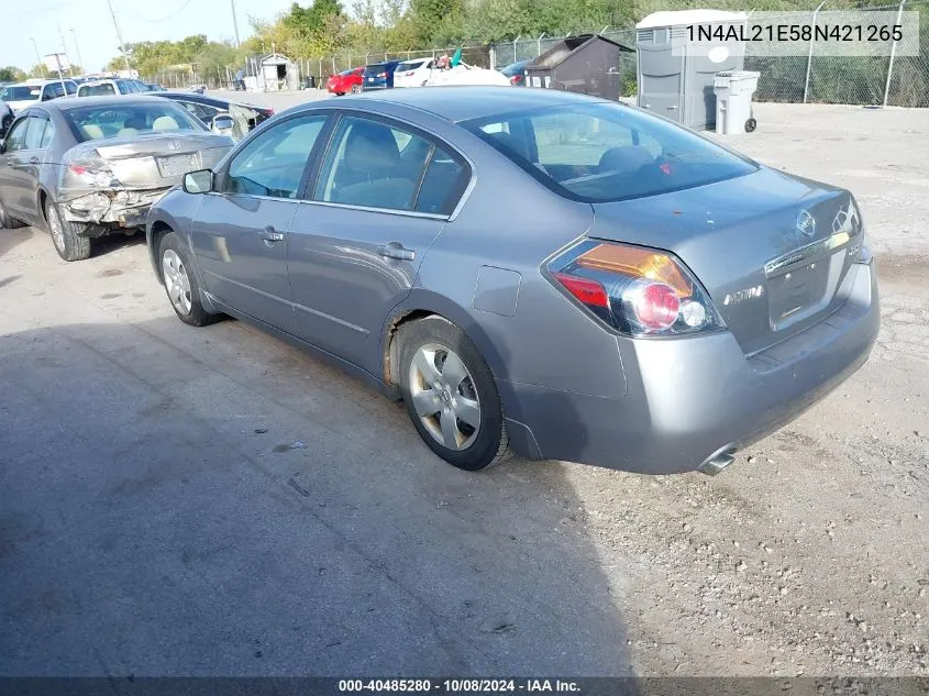 2008 Nissan Altima 2.5 S VIN: 1N4AL21E58N421265 Lot: 40485280