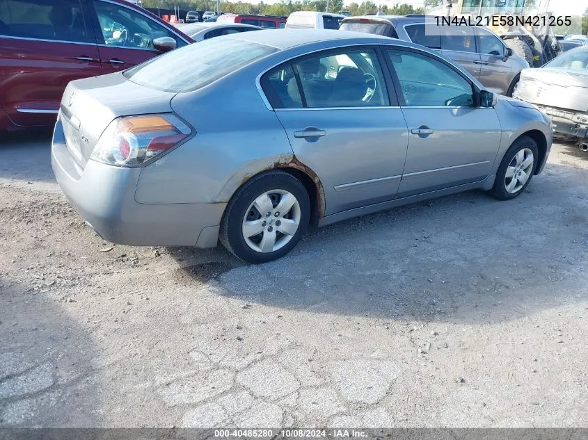 2008 Nissan Altima 2.5 S VIN: 1N4AL21E58N421265 Lot: 40485280