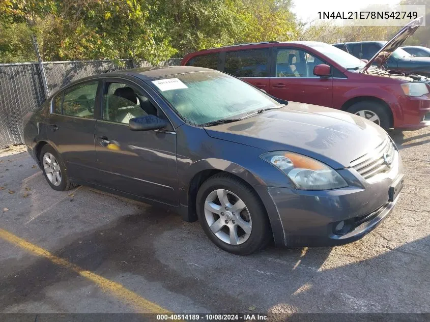 2008 Nissan Altima 2.5/2.5S VIN: 1N4AL21E78N542749 Lot: 40514189