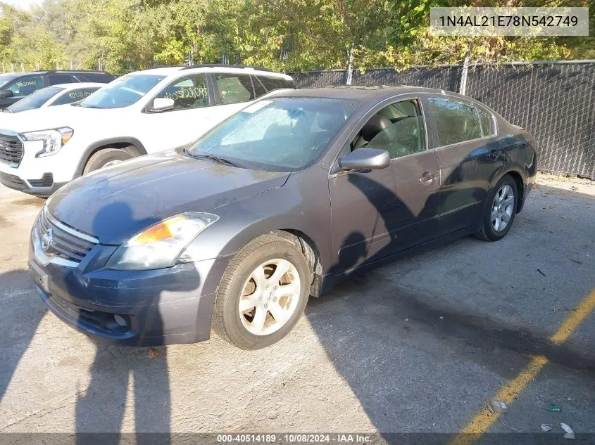 2008 Nissan Altima 2.5/2.5S VIN: 1N4AL21E78N542749 Lot: 40514189