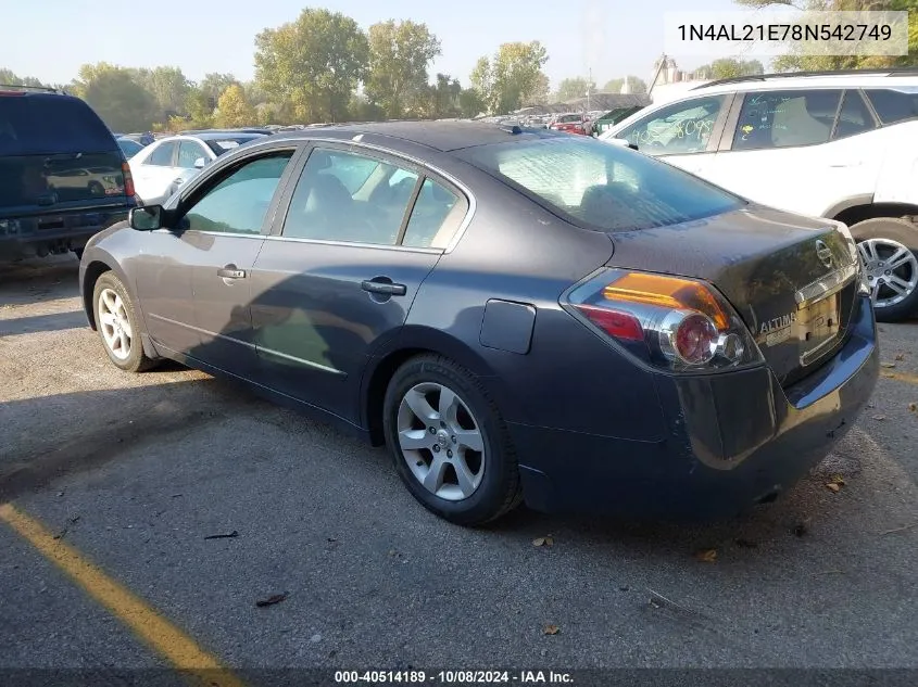 2008 Nissan Altima 2.5/2.5S VIN: 1N4AL21E78N542749 Lot: 40514189