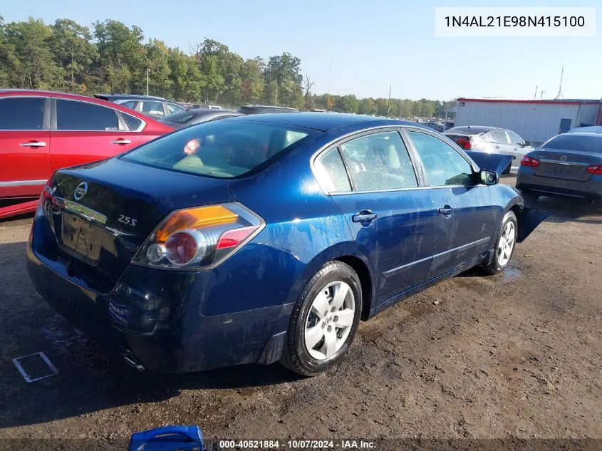 2008 Nissan Altima 2.5 S VIN: 1N4AL21E98N415100 Lot: 40521884