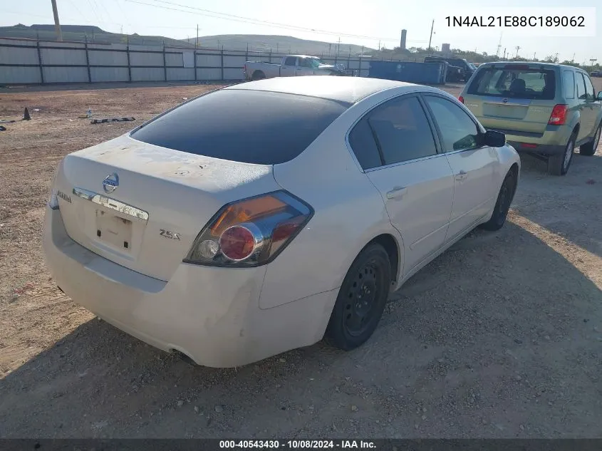 2008 Nissan Altima 2.5 S VIN: 1N4AL21E88C189062 Lot: 40543430