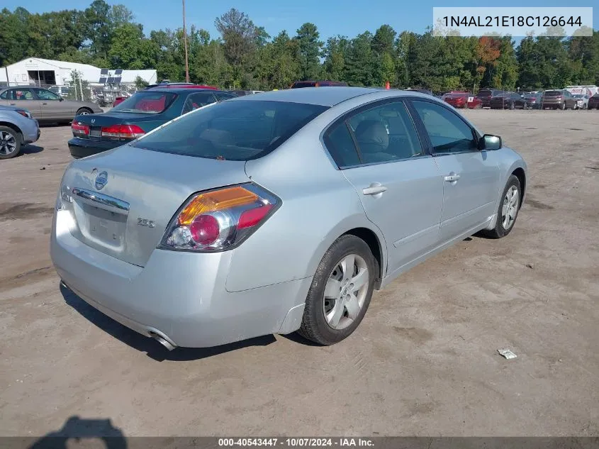 2008 Nissan Altima 2.5 S VIN: 1N4AL21E18C126644 Lot: 40543447