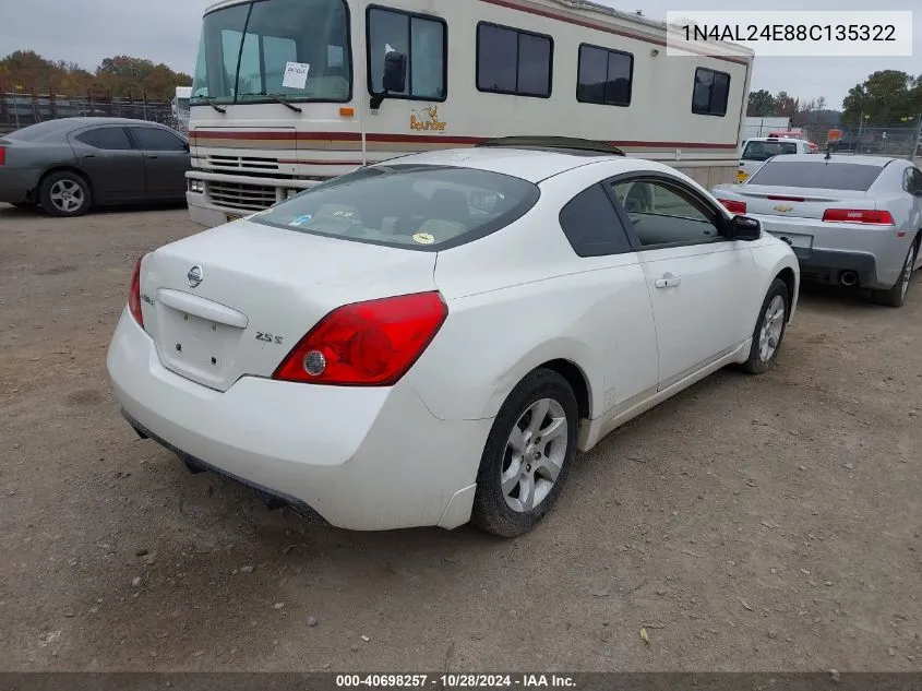 2008 Nissan Altima 2.5 S VIN: 1N4AL24E88C135322 Lot: 40698257