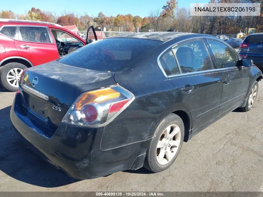 2008 Nissan Altima 2.5 S VIN: 1N4AL21EX8C206198 Lot: 40699125