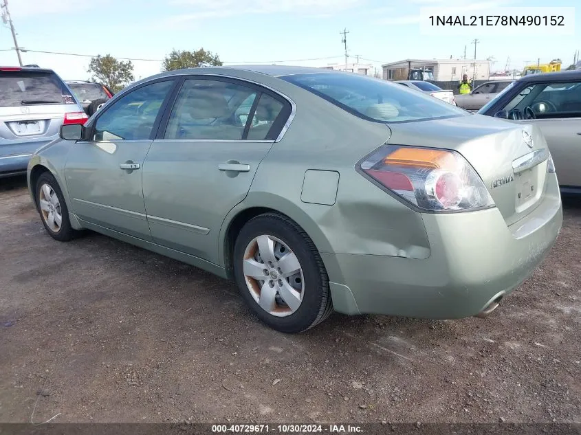 2008 Nissan Altima 2.5/2.5S VIN: 1N4AL21E78N490152 Lot: 40729671