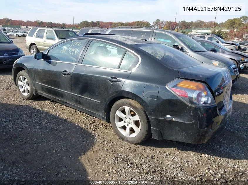 2008 Nissan Altima 2.5 S VIN: 1N4AL21E78N429125 Lot: 40756585