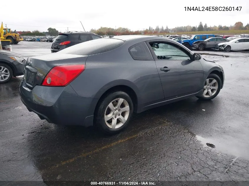 2008 Nissan Altima 2.5 S VIN: 1N4AL24E58C260147 Lot: 40766931