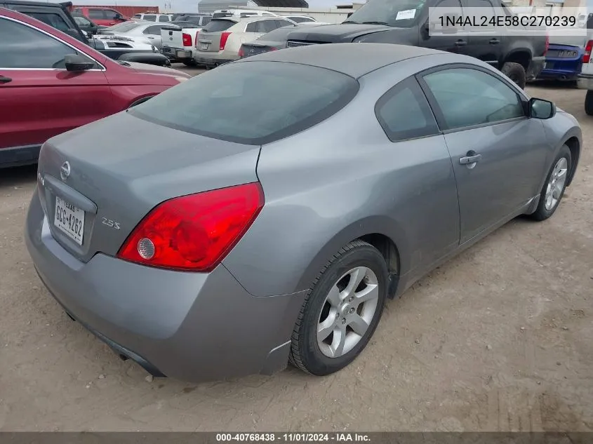 2008 Nissan Altima 2.5 S VIN: 1N4AL24E58C270239 Lot: 40768438