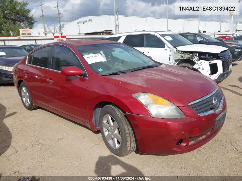 2008 Nissan Altima 2.5 S VIN: 1N4AL21E48C139422 Lot: 40783438