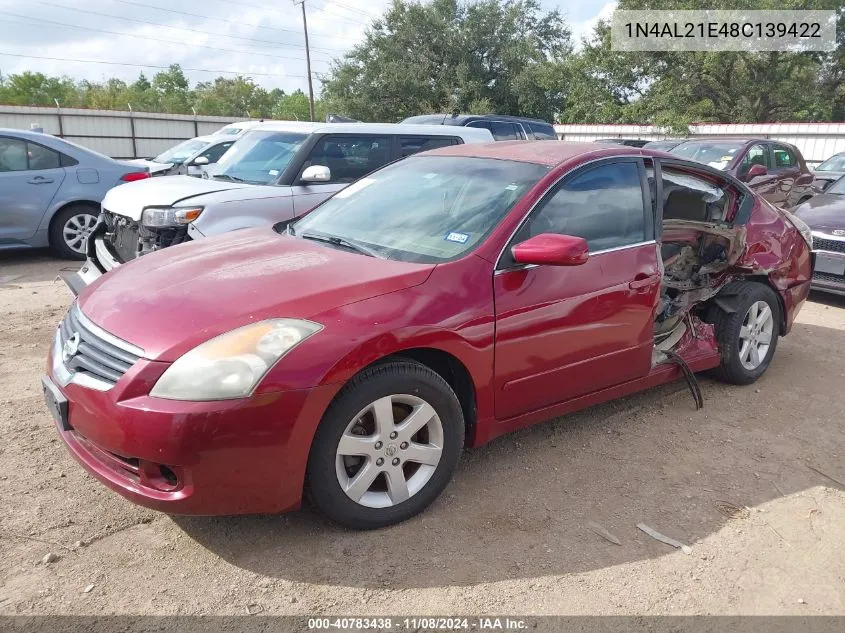 2008 Nissan Altima 2.5 S VIN: 1N4AL21E48C139422 Lot: 40783438