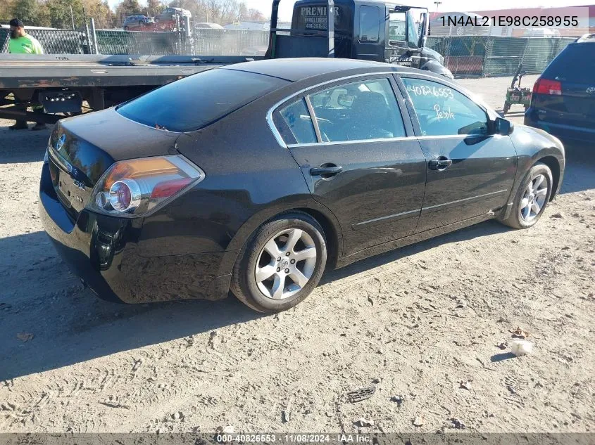 2008 Nissan Altima 2.5 S VIN: 1N4AL21E98C258955 Lot: 40826553