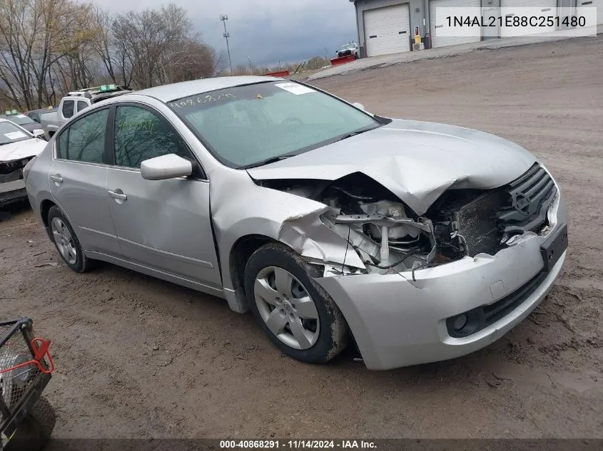 2008 Nissan Altima 2.5 S VIN: 1N4AL21E88C251480 Lot: 40868291