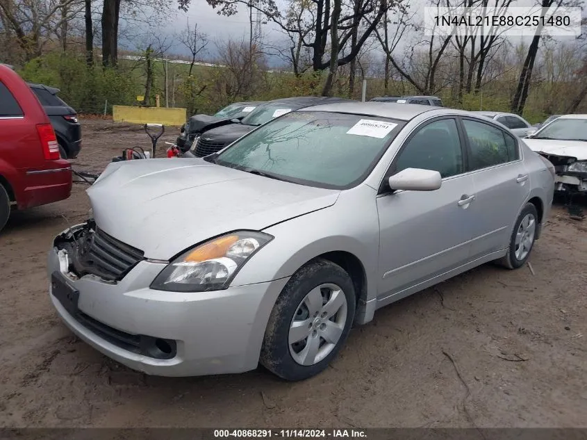 2008 Nissan Altima 2.5 S VIN: 1N4AL21E88C251480 Lot: 40868291