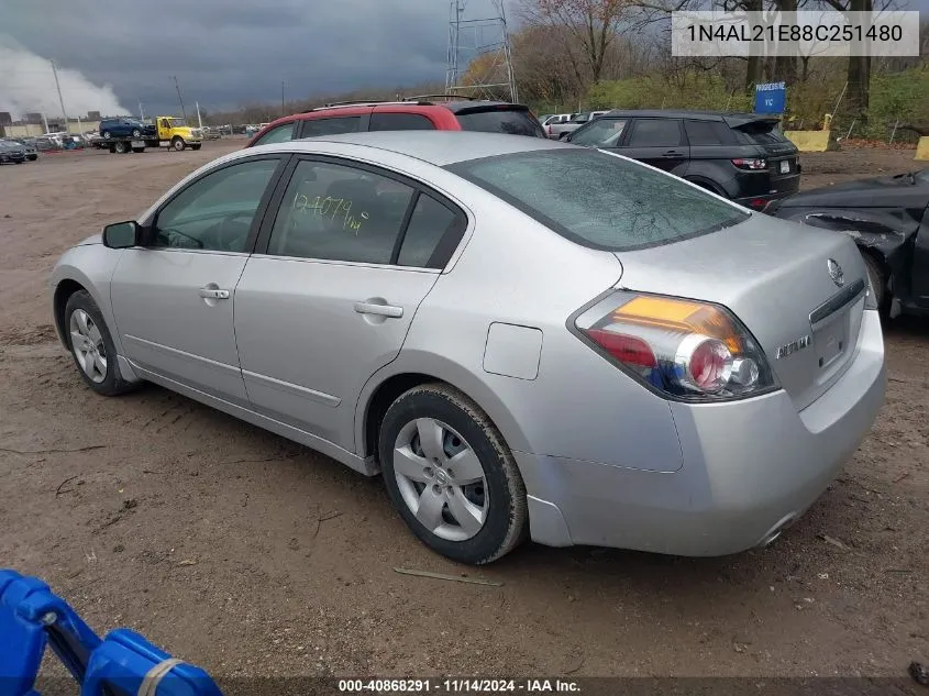 2008 Nissan Altima 2.5 S VIN: 1N4AL21E88C251480 Lot: 40868291