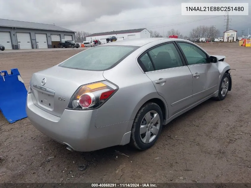 2008 Nissan Altima 2.5 S VIN: 1N4AL21E88C251480 Lot: 40868291