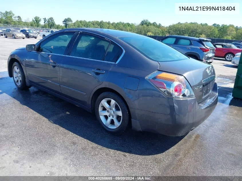 2009 Nissan Altima 2.5 S VIN: 1N4AL21E99N418404 Lot: 40258685