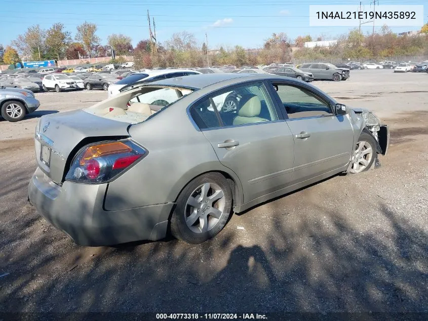 2009 Nissan Altima 2.5 S VIN: 1N4AL21E19N435892 Lot: 40773318