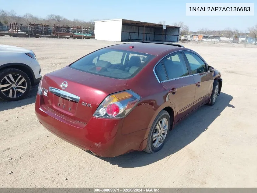 2010 Nissan Altima 2.5 S VIN: 1N4AL2AP7AC136683 Lot: 38809071