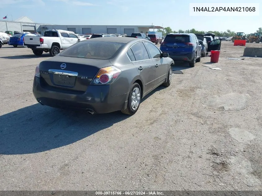 2010 Nissan Altima 2.5 S VIN: 1N4AL2AP4AN421068 Lot: 39715766