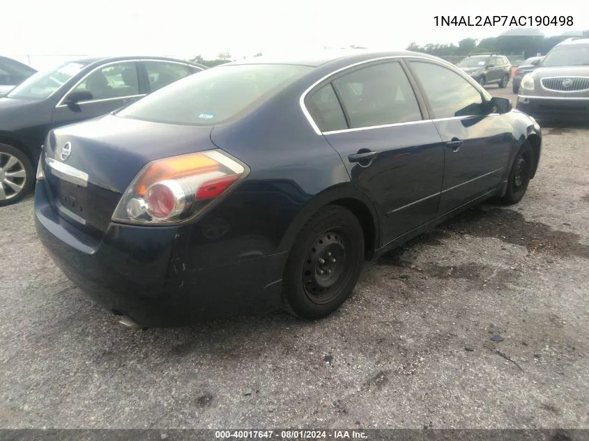 2010 Nissan Altima 2.5 S VIN: 1N4AL2AP7AC190498 Lot: 40017647