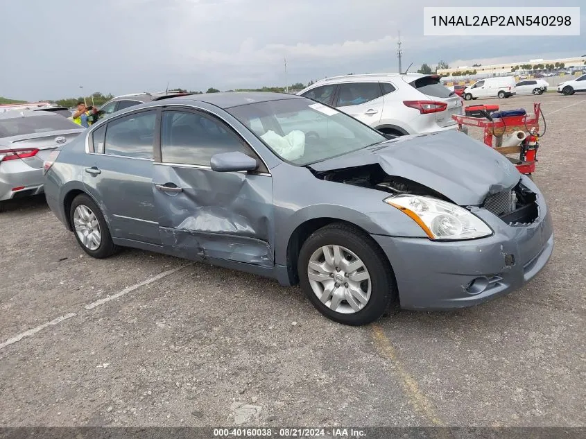 2010 Nissan Altima 2.5 S VIN: 1N4AL2AP2AN540298 Lot: 40160038