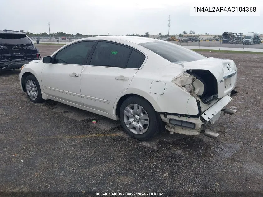 2010 Nissan Altima 2.5 S VIN: 1N4AL2AP4AC104368 Lot: 40184004