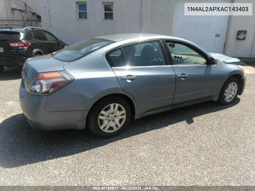 2010 Nissan Altima 2.5 S VIN: 1N4AL2APXAC143403 Lot: 40184912